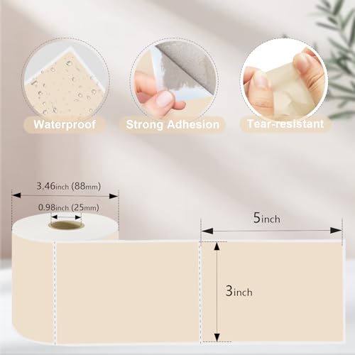 3 X 5 Inch Printable Waterproof Rectangle Color Coding Labels (Light Brown)