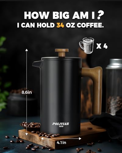 POLIVIAR French Press Coffee Maker (Black)