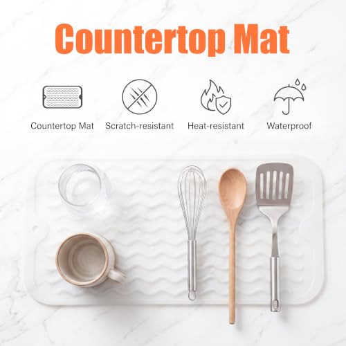Silicone Dish Drying Mat for Multiple Usage (Translucent / 12"L x 6"W)