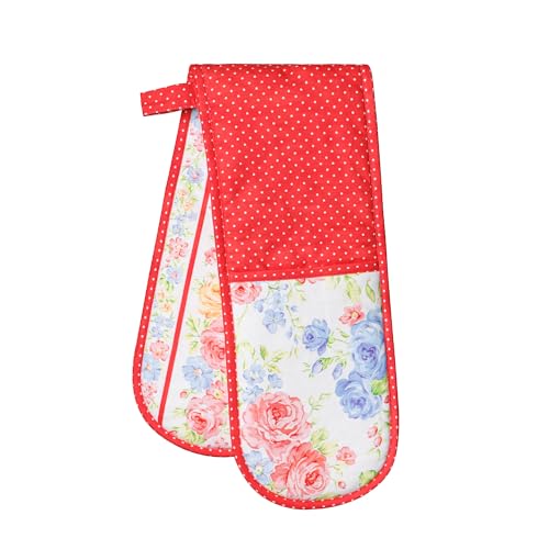 Double Oven Mitts 100% Cotton Double Oven Glove (006 - Vintage Floral / 7" x 35" (Double Oven Mitt))