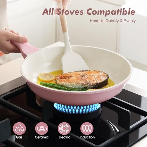Nonstick Ceramic Frying Pan 12.5 (12.5 Inch / Sakura Pink)