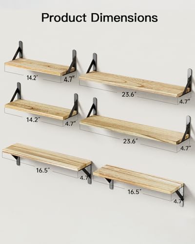 Amada Solid Paulownia Wood Wall Shelves (Wooden / Large)