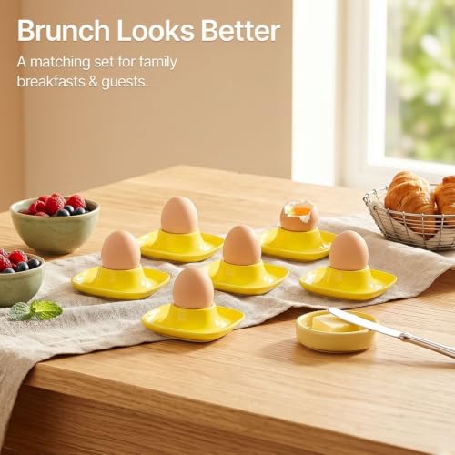 Soft Boiled Egg Cups (6 Pack / Square Style, Yellow)