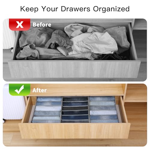 Jeans Pants Organizer for Closet (Grey / 6 Grids)