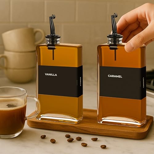 Glass Oil Dispenser for Kitchen (Black / 11.8 fl oz (2-Pack))