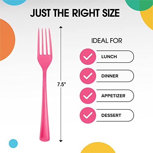 Hot Pink Disposable Plastic Forks (Cerise / Forks)