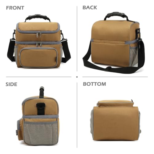 Double Layer Cooler Insulated Lunch Bag Adult Lunch Box Large Tote Bag for Men (2 Count)