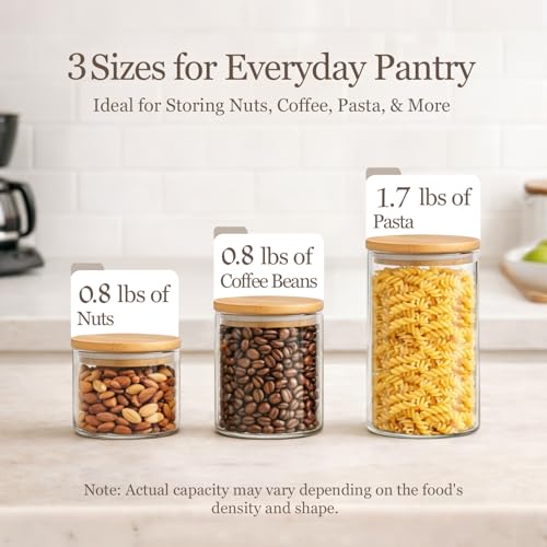 Glass Storage Containers with Lids (0.6 Qt x 2 / 1 Qt x 2 / 1.5 Qt x 2)