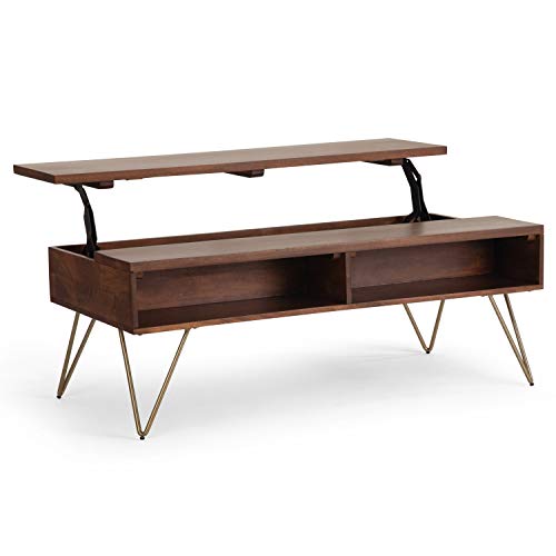 Hunter 48" Wide Solid Mango Wood Coffee Table in Umber Brown (Lift Top Coffee Table / 48 inch / Umber Brown)