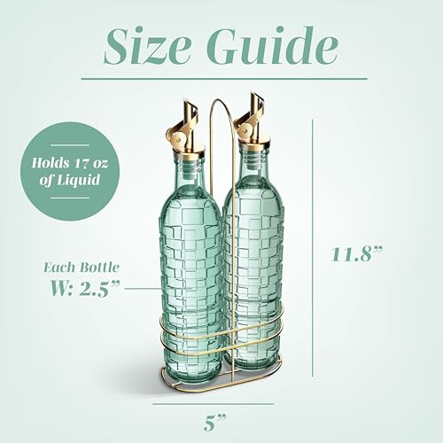 Glass Olive Oil Bottle Dispenser (Checkered / Green)