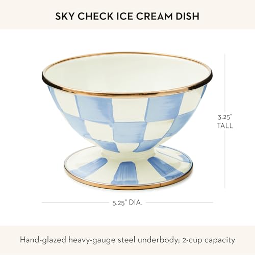 Enamel Ice Cream Bowl (Sky Check)