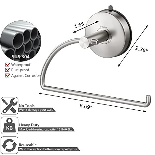 Suction Cup Hand Towel Ring Brushed Nickel Hand Towel Holder for Bathroom Wall SUS 304 Stainless Steel Kitchen Towel Hanger (Brushed Nickel - Style 1 / Style #02)