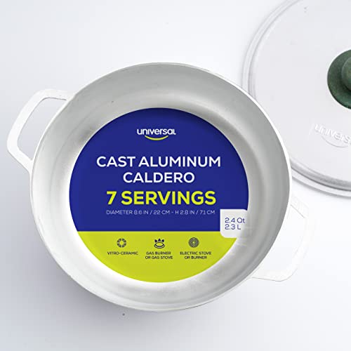 2.4 QT / 2.3 Liter) Small Caldero Pot with Lid, Cast Aluminum Rice & Cooking Pot, 7 Cup Capacity for Rice, Beans, Soups, Stews, Sides & Everyday Cooking
