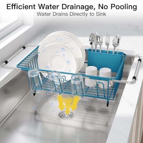 Blue Dish Drying Rack in Sink (Blue / For 12"-30"w Sink)