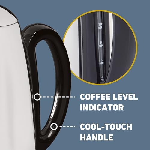 Electric Percolator Classic Style Coffee Maker with Heat Resistant Handle Base and Detachable Cord with Stainless Steel Stem and Basket