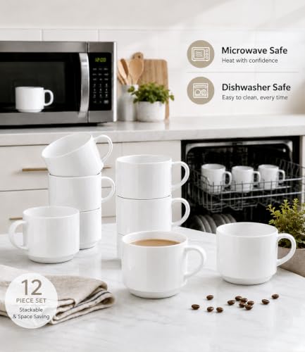 14 OZ Coffee Mugs Set of 12 (White / 14 Ounces)