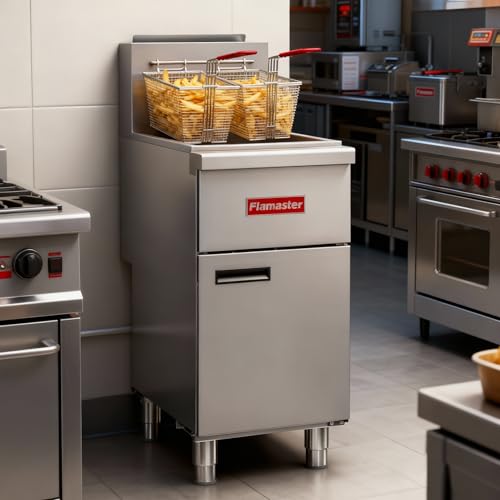 Commercial Gas Floor Fryer with 2 Baskets (Natural Gas 55 lb)