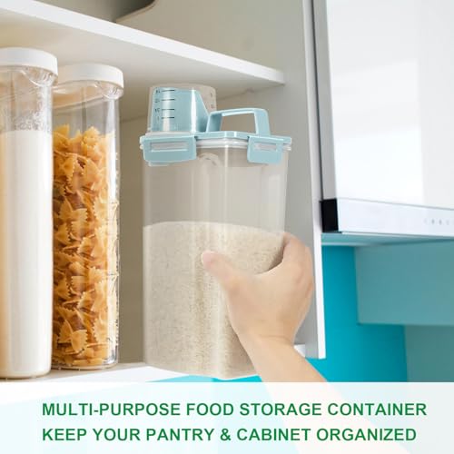 Rice Container Cereal Storage Container 2 Pack 5 Lbs (Blue 3+3Qt)