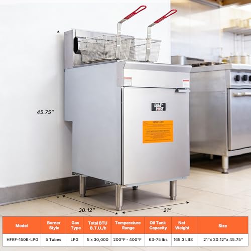 75 lb Commercial Propane Deep Fryer (Liquid Propane:63-75 lbs)