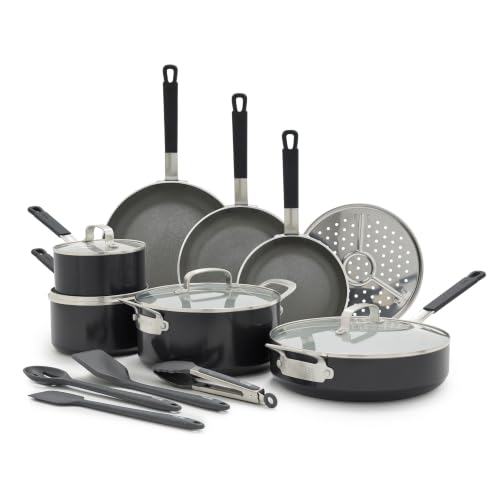 X Bobby Flay 16 Piece Ceramic Nonstick Cookware Set (16 Piece Cookware Set / Black)