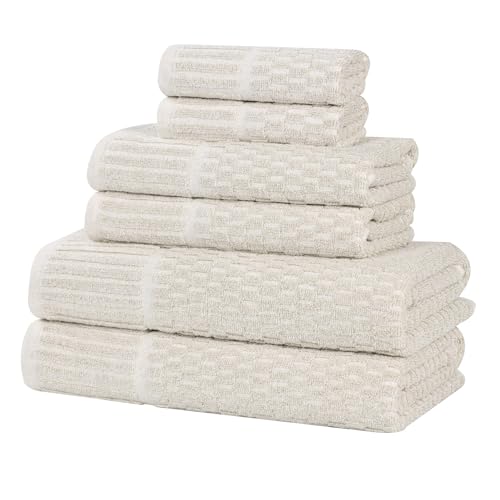 Juno Viscose Cotton Blend Medium Weight Towels (6 Piece Towel Set / Beige)