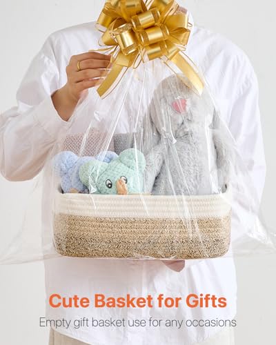 Small Woven Storage Basket for Organizing (Gradient Brown / 12"L x 8"W x 4.5"H)