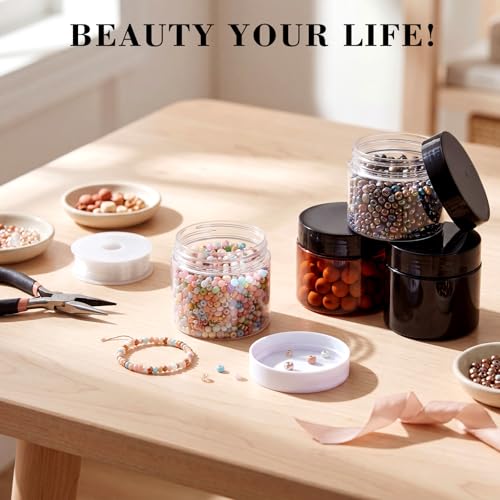 6 Pack 2 oz Plastic Jars Containers with Lids Wide (Color Mix / 2 oz)