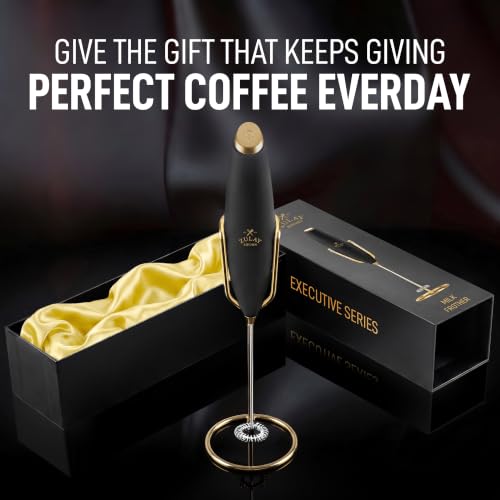 Powerful Milk Frother Wand With Duracell Batteries (Gift Box Black & Gold / Z1 Motor + Batteries)