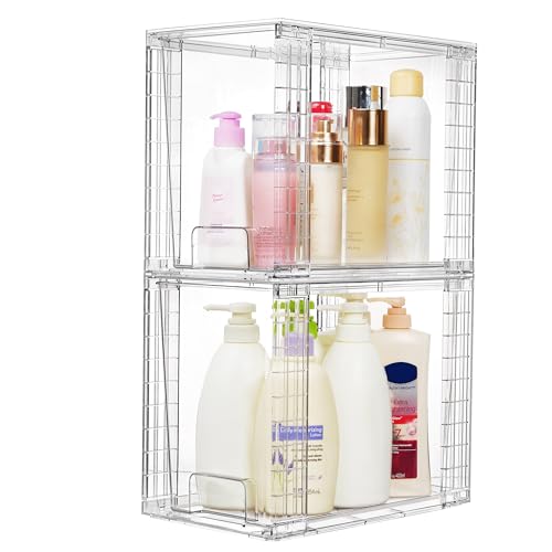 2 Pack Clear Stackable Storage Drawers (2Pack 9.7"H)