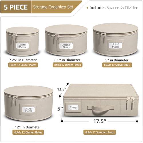 China Storage Containers (Beige / 5 Piece Dinnerware Set)