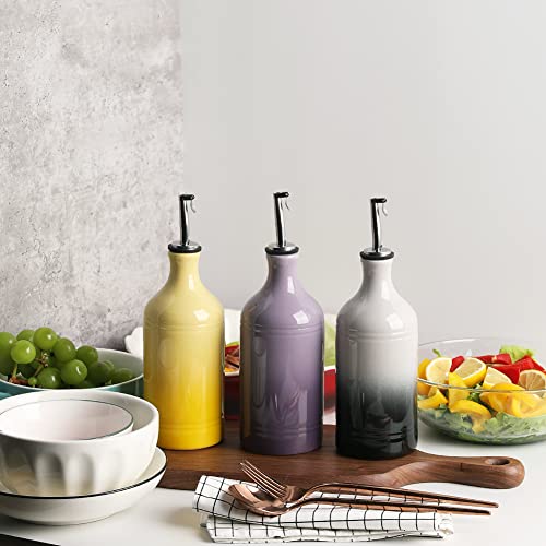 Sweejar Ceramic Olive Oil Dispenser Bottle (15.5 oz, Set of 1 / Gradient Purple)