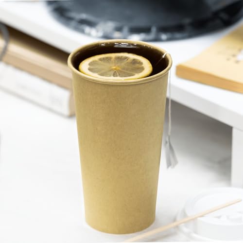 20oz Kraft Paper Coffee Cups [600 ct] Disposable (20 OZ / Kraft)