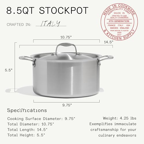 Cookware - 7-Piece CeramiClad Non Stick Pot and Pan Set (Stainless Handle) - 5-Ply Stainless Clad - Professional Cookware - Crafted in Italy - Induction Compatible (Stainless Steel)