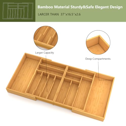 Extra Large Silverware Drawer Organizer (Natural / XXXXL(22-37''W x 16.5''D))