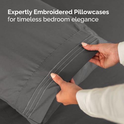 Flex Top Split Head King 4 Piece Sheet Set (07 - Charcoal / Split Head/Flex Top)