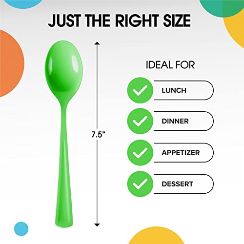 Party Solids Plastic Spoons (Lime Green / Spoons)