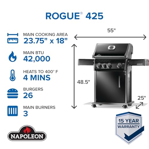 Rogue 425 3 Burner Propane Grill with Range Side Burner