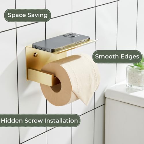 Toilet Paper Holder with Shelf Toilet Roll Holder for Bathroom Restroom T