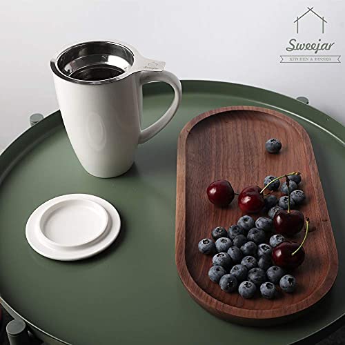 Sweejar Porcelain Tea Infuser Cup with Lid (White / Tea Cup(16 Fl Oz))