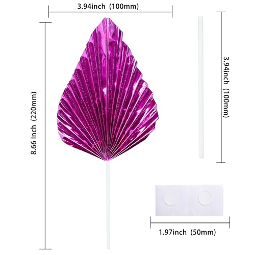 6Pcs Paper Palm Fan Cake Toppers Palm Spear Leaves Fan Cupcake Toppers Cake Insert Decorations Craft DIY Cake Bakeware Decoration for Birthday Party Wedding Party Decor Supplies Light Rose Red (Light Rose Red)
