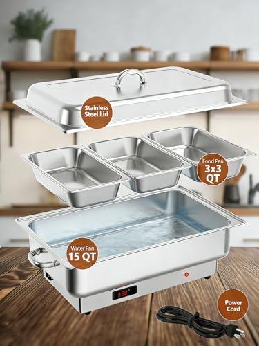 Electric Chafing Dish Buffet Set (3 x 1/3 Pan)