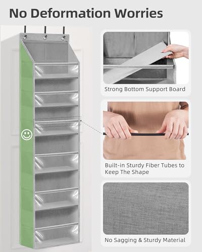 Over Door Organizer Hanging Shelves Large Clear Deep Pockets (Grey / 6-Shelves 62.2"H)