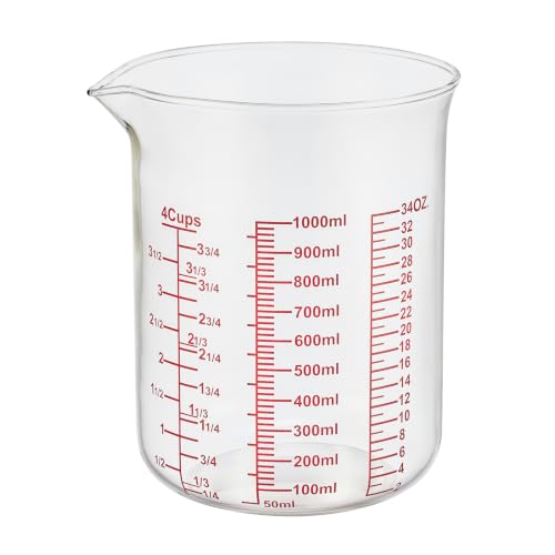 Borosilicate Glass Measuring Cup with V (4Cup,1000ML)