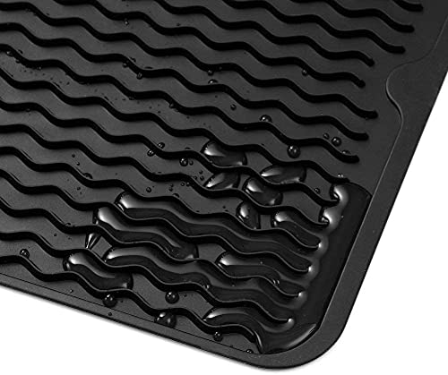 Silicone Dish Drying Mat for Multiple Usage (Black / 17"L x 6"W)