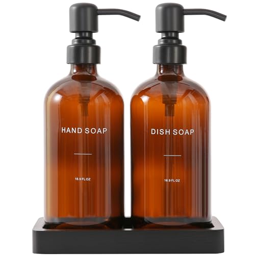Amber Soap Dispenser Set (Amber Bottle & Black Pump)