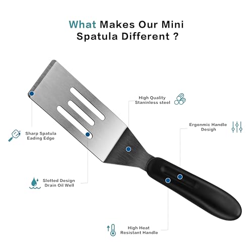 Small Spatula Mini Stainless Steel Serving Metal Spatula Set of 4 (4 PCS)