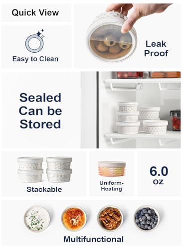 Ramekins Oven Safe with Lids (6 oz)