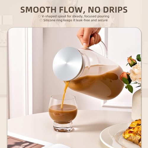 1 Gallon 3.8L Glass Pitcher with Lid and Spout (128 Ounces)