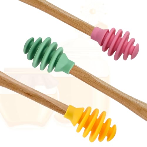 3 Pack Silicone Honey Dipper Sticks (Yellow/Pink/Green)
