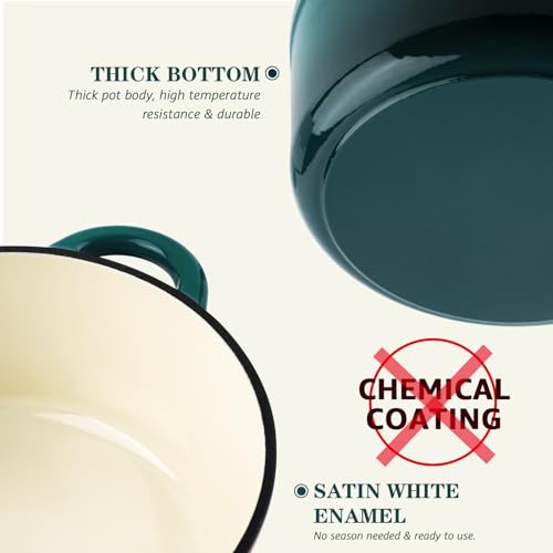 Enameled Cast Iron Dutch Oven (7 Quart / Bottle green)